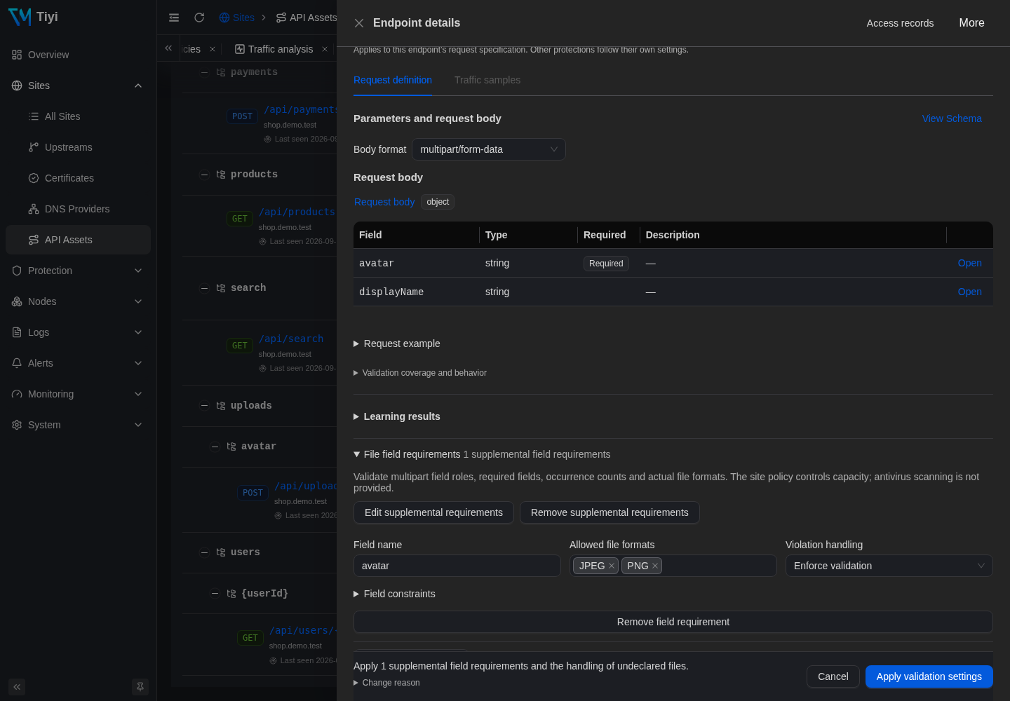 Configured avatar upload requirements for real file fields